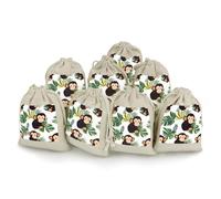 Cute Chimpanzee Monkey 8Pcs Drawstring Gift Bags Reusable Hessian Bags for Wedding Favors Party Jewelry Pouches