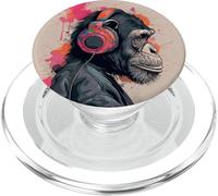Cute Chimpanzee Monkey Headphone DJ Primate Chimp PopSockets PopGrip for MagSafe