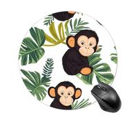 Cute Chimpanzee Monkey Mouse Pad Waterproof Non-Slip Rubber Base Round Mouse Mat Gaming Mousepad