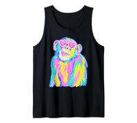 Cute Chimpanzee with Heart Sunglasses Coastal Summer Vibes Tank Top