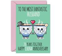 Cute China Anniversary Card for Husband - 20 Years Together - Happy 20th Wedding Anniversary Cards for Husband from Wife, A5 Greeting Cards Anniversaries