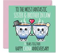 Cute China Anniversary Card for Sister & Brother In Law - 20 Years Together - Happy 20th Wedding Anniversary Cards for Brother In Law Sister, 145mm Greeting Cards Anniversaries