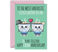 Cute China Anniversary Card for Sister & Brother In Law - 20 Years Together - Happy 20th Wedding Anniversary Cards for Brother In Law Sister, A5 Greeting Cards Anniversaries