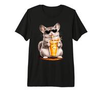 Cute Chinchilla Enjoying Iced Coffee Funny Coffee Lover Premium T-Shirt