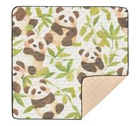 Cute Chinese Panda Green Leaves Soft Thick Baby Playmat for Floor Washable Baby Kick Crawling Mat for Baby Kids Toddlers Infants, 50'' x 50''
