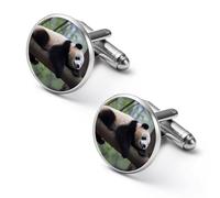 Cute Chinese Panda Mens Classic Cufflinks Custom Shirt Cuff Links Jewelry Accessories for Business Wedding 0.7" 0.8"