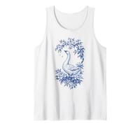 Cute Chinoiserie Goose Floral Design Cottage Core Lover Tank Top