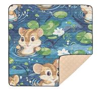 Cute Chipmunk Mouse A River Large Non-Slip Thick Play mat for Baby for Indoor Outdoor Non-Toxic Foldable Travel Play Mat for Babies Infants Toddlers, 50'' x 50''alfombrillas para Bebes