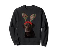 Cute Chocolate Lab Reindeer Antlers Christmas Dog Labrador Sweatshirt