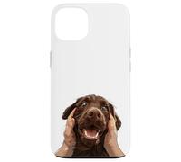 Cute Chocolate Labrador Hands On Cheeks Funny Dog Mom Dad Case for iPhone 13