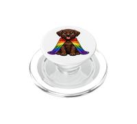 Cute Chocolate Labrador Puppy Pride Dog Rainbow Cape LGBTQ+ PopSockets PopGrip for MagSafe