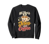 Cute Christian All I Need Is Jesus and Coffee Bible Study Sweatshirt