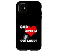Cute Christian faith 60s 70s 80s heart God loves me out loud Case for iPhone 11