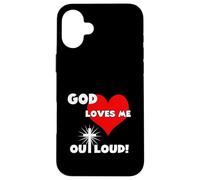 Cute Christian faith 60s 70s 80s heart God loves me out loud Case for iPhone 16 Plus