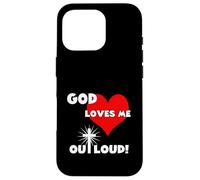 Cute Christian faith 60s 70s 80s heart God loves me out loud Case for iPhone 16 Pro
