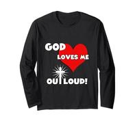 Cute Christian faith 60s 70s 80s heart God loves me out loud Long Sleeve T-Shirt