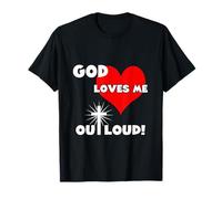 Cute Christian faith 60s 70s 80s heart God loves me out loud T-Shirt