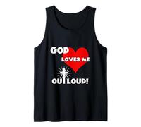 Cute Christian faith 60s 70s 80s heart God loves me out loud Tank Top