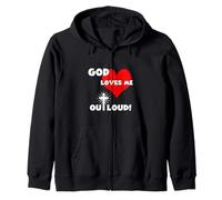 Cute Christian faith 60s 70s 80s heart God loves me out loud Zip Hoodie