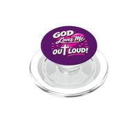 Cute Christian faith 80s 90s heart God loves me out loud PopSockets PopGrip for MagSafe