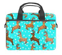 Cute Christmas Animal Seer and Snowflakes Pattern Laptop Case Bag Sleeve Portable Crossbody Messenger Briefcase w/Strap Handle, 13 14 inch