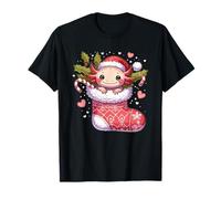 Cute Christmas Axolotl with Santa Hat Holiday T-Shirt