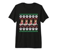 Cute Christmas Beagle Puppy - Beagle Xmas Paw Prints Premium T-Shirt