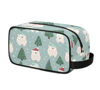 Cute Christmas Bears Trees Toiletry Bag Hanging Cosmetic Bag Portable Travel Makeup Bag Large Shaving Bag for Women Men