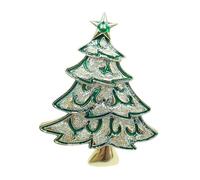 Cute Christmas Brooch Green Tree Sparkling Pins Gold Tone Enamel Lapel Pin Brooches Cloth Dress Accessories For Women Men Charms Xmas Party Fashion Jewelry Holiday Gift For Family Friends Birthday