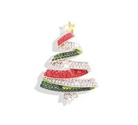 Cute Christmas Brooch Jewelry - Gold Sparkling Rhinestone Jingle Bell Enamel Christmas Tree Xmas Bow Tie Pins - Women's Stocking Stuffers, Metal, no gemstone