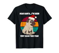 Cute Christmas Bull Dogs Retro Vintage Sunset Happy Holidays T-Shirt