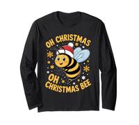 Cute Christmas Bumble Bee Santa Hat Xmas Party Costume Kids Long Sleeve T-Shirt