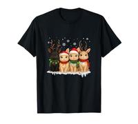 Cute Christmas Bunny Group with Santa Hats & Lights T-Shirt