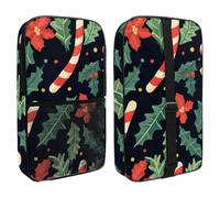 Cute Christmas Candy Cane and Holly Xmas Background Pickleball Paddle Cover with Mesh Pocket for Accessories, Fits 2 Paddles and 4balls