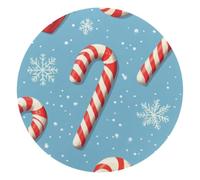 Cute Christmas Candy Canes and Snowflakes Small Round Mouse Pad, Anti-Slip Rubber Computer Mousepad for Office Home Gaming Laptop, 10 x 10 Inch