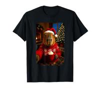 Cute Christmas Capybara Funny Festive Selfie Holiday Meme T-Shirt