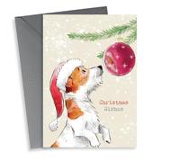 Cute Christmas Card - Christmas Wishes - Jack Russel Looking Into Bauble