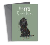 Cute Christmas Card - Cocker Spaniel - Christmas Lights