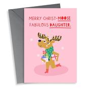 Cute Christmas Card for Daughter- Merry Christ-moose to a fabulous daughter.