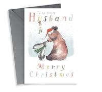 Cute Christmas Card - For Husband - Bear, Hare & Mouse