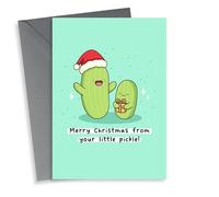 Cute Christmas card - From Your Little Pickle - dill pickle themed - punny cards