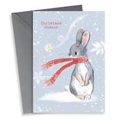 Cute Christmas Card - Rabbit Looking At Star - Christmas Wishes