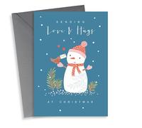 Cute Christmas Card - Sending Love & Hugs - Snowman