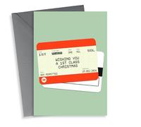 Cute Christmas Card - Train Ticket - 1st Class Christmas