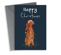 Cute Christmas Card - Vizsla - Santa Hat