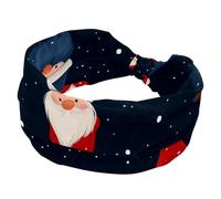 Cute Christmas Cartoon Santa Claus Stretchy Headbands for Women, Yoga Workout Sport Headband, Twisted Knot Turban Hair Wrap, Wide Hairband for Girls Ladies