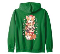 Cute Christmas Corgi Stack Holiday Puppy Art Kawaii Cartoon Zip Hoodie