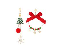 Cute Christmas Dangle Earrings for Women, Handmade Christmas Tree Snowflake Earrings Hypoallergenic Christmas Festival Party Jewelry Gift, Gold plated, No Gemstone