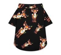 Cute Christmas Deer Pet Shirt Button Up Summer Clothes Breathable T-Shirt for Small Medium Dogs Cats
