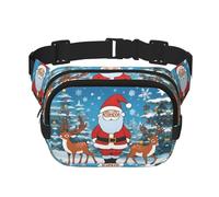 Cute Christmas deer Square Double Layer Waist Bag Belt - Unisex Everywhere Fanny Pack Purse for Running, Travel, Hiking, Fitness, Black, One Size
